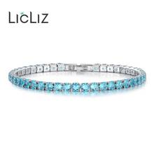 LicLiz Fashion New Light Blue Zircon Crystal Tennis Bracelets for Women Crystal White Gold Color Box Chain Jewelry LUB0097E 2024 - buy cheap