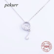 Pekurr 925 Sterling Silver Round Hoop Circle Long Tail Cat Necklaces For Women Cute Pendants Long Chain Fashion Jewelry Gift 2024 - buy cheap