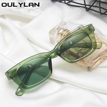 Oulylan Women Fashion Sunglasses Rectangle Vintage Transparent Sun Glasses Green Blue Male Female Shades UV400 Small Eyewear 2024 - buy cheap