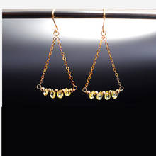 DAIMI Yellow Sapphire Smile Earrings 14K Gold Injection Genuine Gemstones Handmade For Girlfriend Gift Earrings Female 2024 - buy cheap