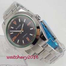 40mm bliger mostrador preto vidro de safira miyota 8215 relógio mecânico automático masculino 2024 - compre barato