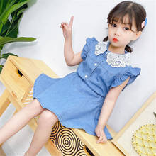 2020 summer 2 Piece Set Kids Baby Girl Clothes todder girl outfit denim T shirt tops + skirt fashion infant Jeans Outfit 2024 - buy cheap