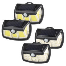 Luminária solar led para áreas externas, com sensor de movimento pir, para fixação em parede, jardim, rua, à prova d'água
