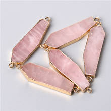 Естественный неправильной формы розовый Quartzs камень разъем ломтик Подвески Аксессуары для браслет серьги ожерелье, нержавеющая сталь, для изготовления ювелирных изделий, 2 предмета в комплекте 2024 - купить недорого