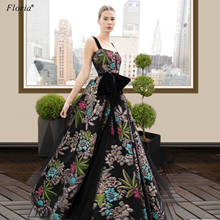 Newest Flowers Elegant Celebrity Dresses Long Spaghetti Runaway Red Carpet Gowns Fashion Couture платье вечернее Party Robe 2024 - buy cheap