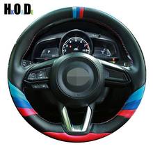 Car Steering Wheel Cover Color stitching DIY Genuine Leather For Mazda CX-3 CX3 CX-5 CX5 2017 2018 Mazda 6 CX-9 2024 - buy cheap