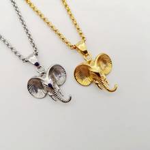 Ожерелье золотого цвета с изображением слона из нержавеющей стали 316L, ожерелье с милым маленьким слоном, Женское и мужское ожерелье с изображением животного 2024 - купить недорого