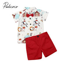 2019 Children Summer Clothing Xmas Toddler Baby Boys Gentleman Clothes Sets Cartoon Short Sleeve Tops Shirt Shorts Outfits 6M-5Y 2024 - buy cheap