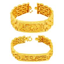 Pulseira & bracelete de dragão luxuosa 24k, para mulheres, homens, casal, corrente cubana, joias para casamento, dia dos namorados 2024 - compre barato