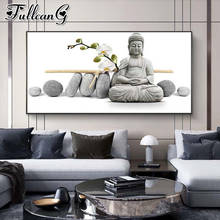 FULLCANG Grey stone buddha icon large diamond painting 5d diy full square round drill mosaic embroidery kits wall decor FC3573 2024 - buy cheap