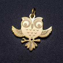 5pcs/lot 316L Stainless Steel Etched Owl DIY Charm Pendant Wholesale Pendants for Necklaces AAAAA Quality Never Tarnish 2024 - buy cheap