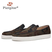 Piergitar camouflage pattern horsehair men sneakers handcrafted sporty style white bottom men's casual shoes leather insole 2024 - buy cheap
