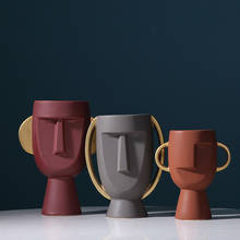 Скандинавские Роскошные абстрактные керамические вазы с человеческим лицом, цветочный горшок, креативные и простые современные украшения для дома, мягкие украшения 2024 - купить недорого