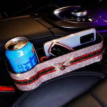 Car Storage Box Multi Function Luxury Seat Gap Filler Organizer With Diamond Bling Bee Water Cup Phone Cards Holder Accessories 2024 - buy cheap