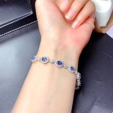 graceful natural blue sapphire bracelet for women jewelry natural gem  real 925 silver golden color girl birthday gift  sale 2024 - buy cheap