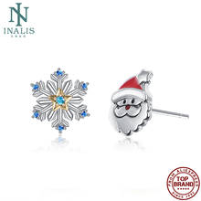 Inalis papai noel floco de neve brincos para mulher criatividade design azul zircão brinco ajuste festival moda jóias presente 2024 - compre barato