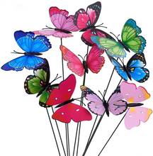 Estacas de mariposa de simulación para jardín, maceta de flores de colores, ornamento de decoración, suministros de jardinería, 10 Uds. 2024 - compra barato