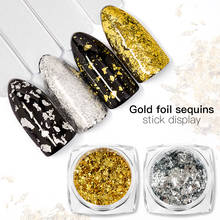 1 caixa de ouro glitter flocos folha alumínio irregular lantejoulas para unhas em pó cromo inverno manicure decorações da arte do prego 2024 - compre barato