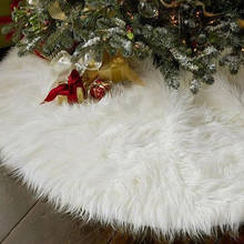 Faldas de felpa blanca para árbol de Navidad, alfombra de piel, decoración navideña para el hogar, protectores para base de árbol de Navidad, decoración de Año Nuevo, 1 ud. 2024 - compra barato