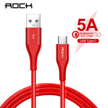 Rock USB Type C Cable for Samsung S10 S9 Quick Charge 3.0 Cable USB C Fast Charging for Huawei P30 Xiaomi USB-C Charger Wire 2024 - buy cheap