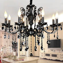 Modern Chandeliers Lights Led Crystal Candle Chandelier American Restaurant Bedroom Retro Iron Candle Black Chandelier Home E14 2024 - buy cheap