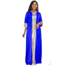 2021 New Muslim Ladies Big Swing Long Skirt Round Collar Sequins Middle East Average Size Short Sleeve Dress Casual Dubai Abaya 2024 - купить недорого