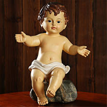 Simulación de muñeca de Jesús, Mini figura de resina, escultura Retro religiosa, adornos infantiles, decoración religiosa del hogar, artesanías de arte 2024 - compra barato