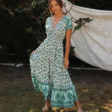 AYUALIN midi dress for women robe rayon cooton floral print rayon long dress V-neck tassel  boho dresses summer dresses vestidos 2024 - buy cheap