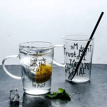 Creative Glass Mug Milk Juice Coffee Cup White Black Letter Mug Transparent Handle Mugs Home Office Drinkware 380ml 2024 - buy cheap