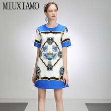 MIUXIMAO 2021 Spring Summer Party Dress  Flower Diamonds Above Knee  Short Tank Office Lady  Blue Casual Dress Women Vestidos 2024 - buy cheap