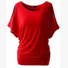 CALOFE verano invierno camiseta para mujer moda cuello redondo suelta camiseta tapas sólidas mangas cortas camiseta mujer Bat-Wing camisas 2024 - compra barato