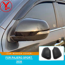 Preto capa de espelho retrovisor para mitsubishi pajero sport l200 triton 2019 2020 2021 estilo do carro espelho exterior acessórios 2024 - compre barato