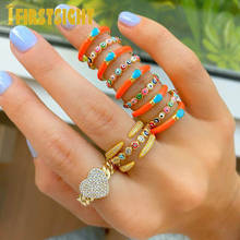 2021 Gold Color Lucky Evil Eye CZ Eternity Ring Band Engagement Enamel Colorful Lovely Girl Women Zirconia Evil Eye Finger Rings 2024 - buy cheap