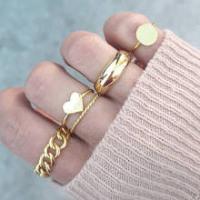 Punk Gold Heart Knot Rings Set For Women Girls Fashion Wide Female Finger Opening Rings Gift 2021 Jewelry Party 2024 - buy cheap