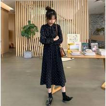 2020 Spring Women Dress Ladies Long Sleeve Polka Dot Vintage Chiffon Shirt Vestido Casual Black Floral Autumn Midi Dresses B23 2024 - buy cheap