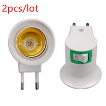 2pcs/lot Bulb Lamp EU Type Plug Adapter E27 LED Light Male Socket Converter With ON/OFF Button Holder 2024 - buy cheap