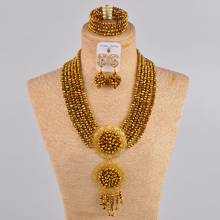 Colar africano banhado a ouro, joias, conjunto nigeriano, miçangas para casamento, joias para mulheres, 6cls01 2024 - compre barato