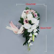 Romantic Wedding Bridal Waterfall Bouquet Artificial Rose Flowers with Ribbon  2024 - buy cheap