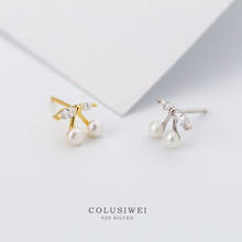 Colusiwei Authentic 925 Sterling Silver Cute Cherry Stud Earrings for Women Anti-allergy Fashion Pearl Jewelry 2020 New 2024 - buy cheap