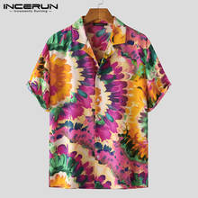 INCERUN 2021 Summer Hawaiian Beach Printed Shirts Men Short Sleeve Lapel Blouse Flower Floral Blouse Man Loose Button Tops S-5XL 2024 - buy cheap