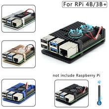 Dual fan Raspberry Pi 4 Model B / 3B + / 3B 4 color aluminum metal case with super two cooling fans + radiator suitable for RPI 2024 - buy cheap