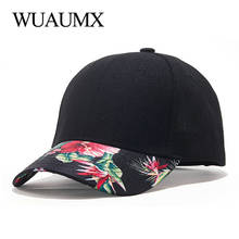 Wuaumx NEW Fashion Flower Print Brim Baseball Cap Men Black Trucker Cap Women Streetwear Casual Hip Hop Hat gorras de béisbol 2024 - buy cheap