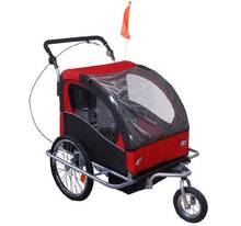 Carrinho de reboque da bicicleta homcom crianças gancho de aço seguro com função carrinho de bebê vermelho e preto 2024 - compre barato