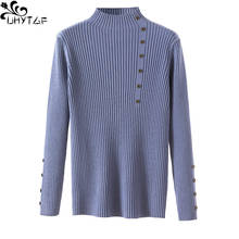 Uhytgf suéter de malha feminino, blusão casual macio slim 4xl plus size x612 2024 - compre barato