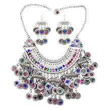 Fashion Egypt Coin Colorful Rinestone Crystal Statement Necklace Earrings Jewelry Sets For Women Turkish Gypsy Indian Party Jewe 2024 - buy cheap