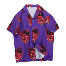 Hawaiian Shirt Men Hip Hop streetwear Devil Anime Printing Shirts camisa masculina short sleeve for men Holiday Beach shirts 2024 - buy cheap