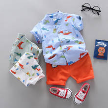 Ropa de verano para niños pequeños, Camiseta con estampado de dinosaurio, Tops, pantalones cortos, 2 uds. 2024 - compra barato