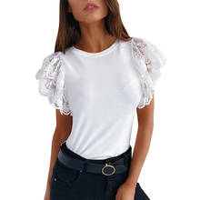 Casual Summer Woman White T-shirt O-Neck Lace Short Sleeve T-Shirts 2020 Fashion Slim Female Streetwear Ladies Solid Black Tops 2024 - buy cheap