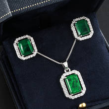 Funmode Trendy Green Geometric CZ Pendientes Necklace Jewelry Sets For Bridal conjuntos boho mujer Wholesale FS23 2024 - buy cheap