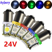 Ayjery lâmpadas led para carro ba9s t4w 500 5 smd t11 t4w, luz de led para apuramento, lâmpadas de leitura indicadora, cc 24v, branca e vermelha, venda por atacado, 5050 peças 2024 - compre barato